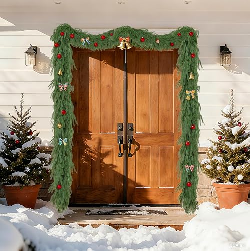 Palonu 4 Pack 5Ft Artificial Norfolk Garland Fake Christmas Greenery for Indoor Outdoor Holiday Decor