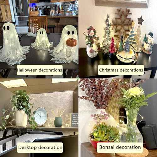 4 Pack Fairy String Lights,6.56FT 20LED,2AA Battery Operated,Timer Founction,Copper Wire String Lights, IP65 Waterproof,Indoor/Outdoor flexible for DIY ,Party, Bedroom, flowers decoration(Warm White)