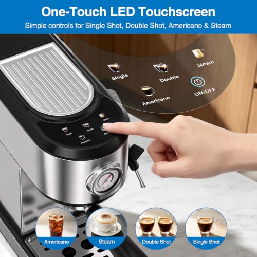 20 Bar Espresso Machine with Milk Frother & Touchscreen - Silver
