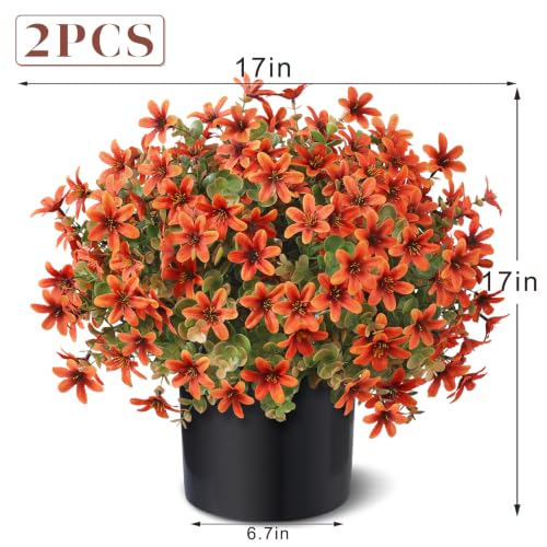 Artificial Fall Eucalyptus & Campanula Topiary Ball Tree Set for Porch - 17 Inch