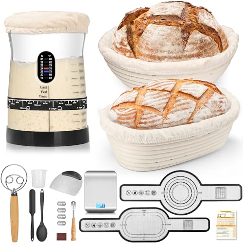 Coco Bird Sourdough Starter Kit with Scale & Baskets - Artisan Baking Set