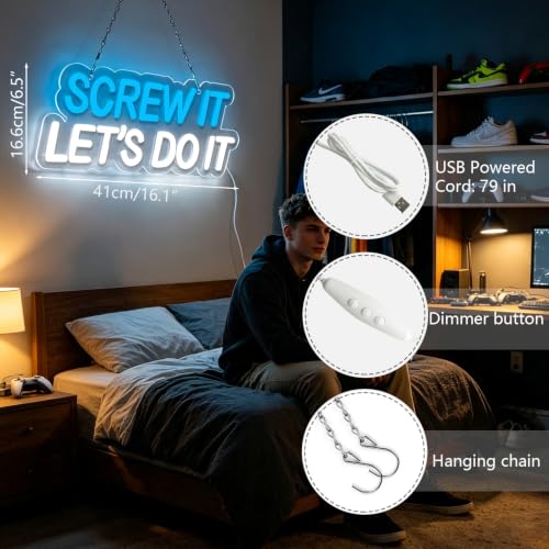 SCREW IT LET'S DO Neon Signs for Wall Decor Lights Bedroom Led