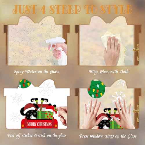 RiVolTa Christmas Mouse Window Clings - 9 Sheets Cute Merry Xmas Snowflake Sticker Decor for Glass Gingerbread Bow Decals Kids Winter Holiday Decorations Home Office Kitchen Hotel Decorative Supplies