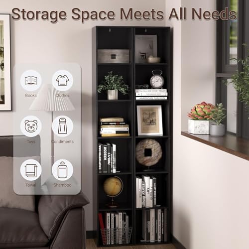 Black 5-Cube Storage Organizer Narrow Open Shelving Bookcase