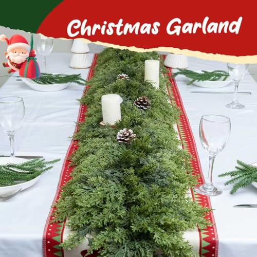 9FT Double Fullness Artificial Cedar Garland - Faux Christmas Holiday Decor