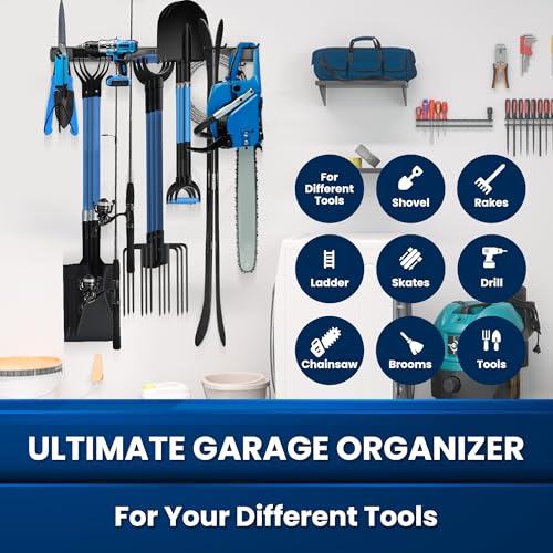 Black 96-Inch Heavy-Duty Metal Garage Tool Organizer Wall Mount – Supports 960 lbs