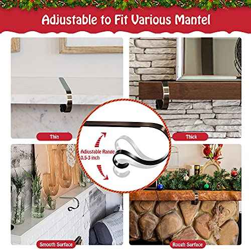 Loncaster Christmas Stocking Holders for Mantle Set of 6, Non-Slip Adjustable Stocking Holders, Stocking Hanger for Christmas Party Decorations(Bronze)