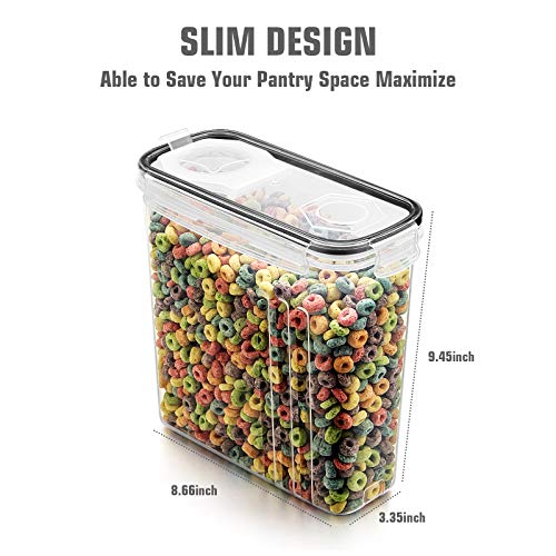 Wildone Cereal Storage Containers Set 6 Pieces - Black 4L Airtight BPA-Free Food Storage