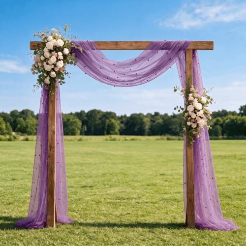 28" x 120" Purple Pearl Gauze Table Runner - Home Decor, Durable Polyester
