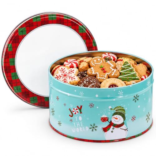 Christmas Cookie Tin with Lid – 5.3 Inch Metal Treat Box