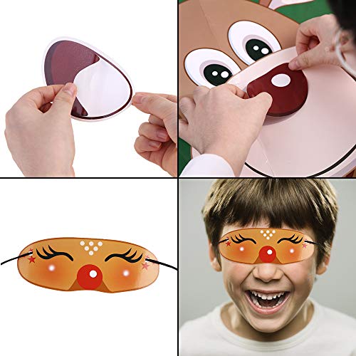 CCINEE Pin The Nose on The Reindeer Holiday Reusable Game Christmas Party Games with 36 Noses and 4 Blindfold for Xmas Party Supplies