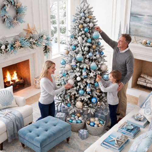 Valery Madelyn 30-Pack Christmas Ball Ornaments Set Teal Aqua Holiday Decor