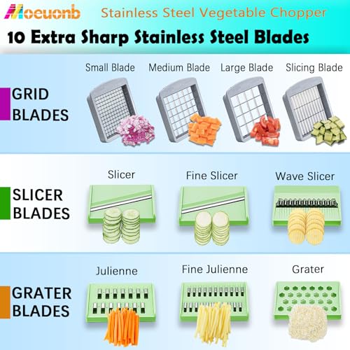 Vegetable Chopper with 10 Blades - Food Dicer for Onion Tomato Potato