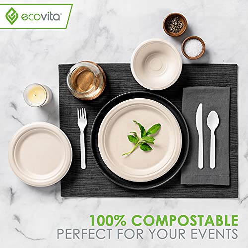 EcoVita 7-Inch Compostable Paper Plates - 150 Eco-Friendly Tree-Free Disposable Dinnerware - Variation 1