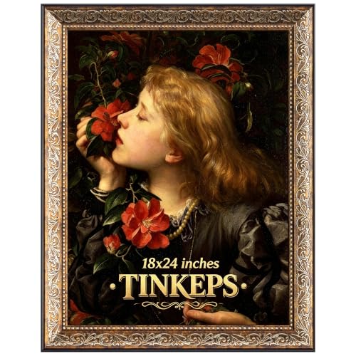 Vintage Gold Ornate Picture Frame 18x24 Wall Art Frame with Carved Detailing - Antique Finish, Shatter-Resistant Glazing, Includes Hardware - Variation: Vintage Gold / 18x24