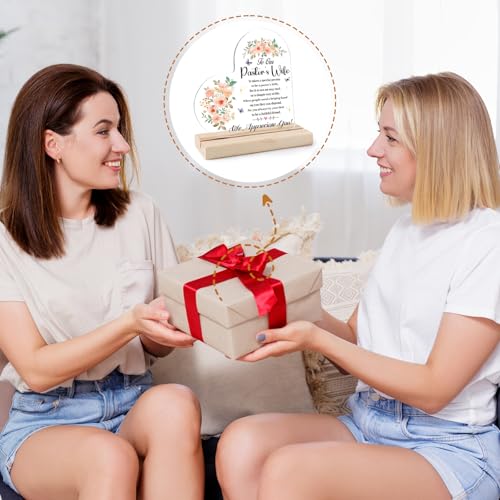 Pastor's Wife Appreciation Gifts - Acrylic Plaque with Wooden Stand Pastor Appreciation Day Gifts Thank You Gift for Pastor Wife Women Her Christmas Thanksgiving Christian Birthday