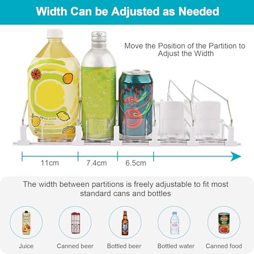 15 Rows 3 Pack Fridge Drink Organizer with Self-Pushing Dispenser - Adjustable Capacity