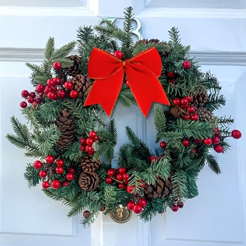 12Pcs Red Velvet Bows Christmas Tree Decorations,6 Inch Xmas Ornaments for Tree Home Party Front Door Wreath Holiday Indoor Inside Decor