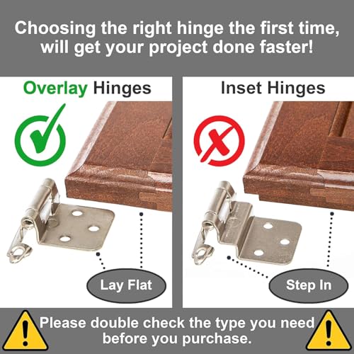 Self Closing Overlay Cabinet Hinge - Satin Nickel 1/2" Variation, 25 Pairs