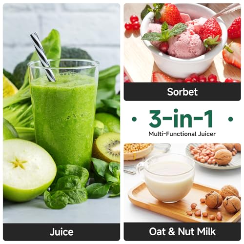 Black Cold Press Juicer Machine with 5.8-Inch Wide Chute for Whole Fruits & Vegetables - AMZCHEF