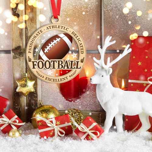 Football Ornaments for Christmas Tree, Football Christmas 2 Layer Wood & Acrylic Ornament for Boy Girl Gifts, Sport Christmas Ornament 2025