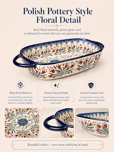 Olive Garland Hand-Painted Ceramic Baking Dish Set - 2-Piece Pottery Style Cookware