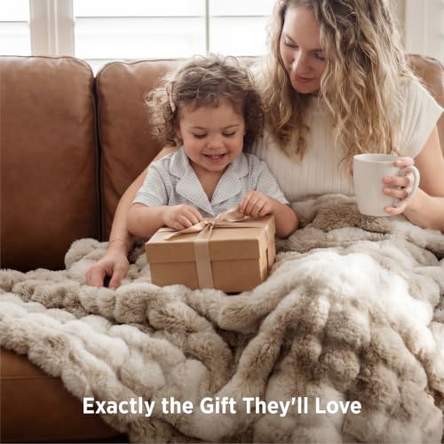 Twin Faux Fur Bubble Blanket - Tie-dye Taupe 60x80 Inches