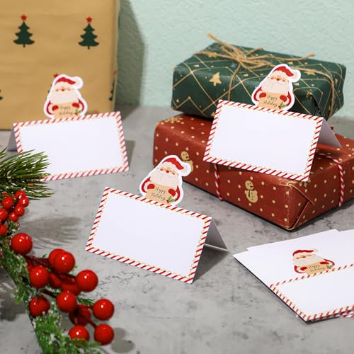 Fumete 100 Pcs Santa Claus Christmas Place Cards for Table Setting, Santa Claus Variation