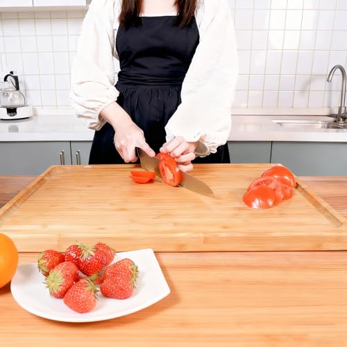 Utoplike Extra Large XXXL Bamboo Cutting Board 24 x 16 Inches with Handles, Double-Sided Juice Grooves