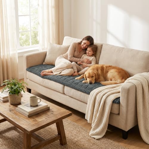Smiry Non-Slip Washable Sofa Cover for Dogs, Dark Grey, 27.6x70.9 inches