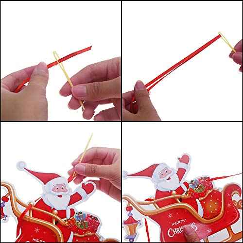 9 PCS Christmas Paper Banners Flags Santa and Reindeers Bunting Garlands for Door Wall Window Hanging Decoration Christmas Party Favor Supplies