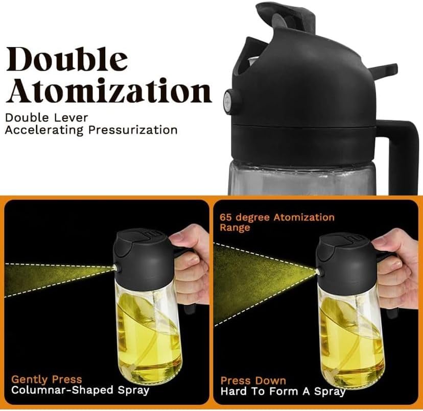 Skiennix Glass Olive Oil Spray Bottle - 470ml Leak-Proof Mister for Air Fryer, Salad, Baking & BBQ