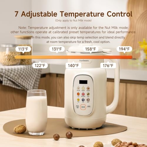 Joydeem 46oz Nut Milk Maker Machine with Adjustable Temp, Auto Clean, Plant-Based Blender