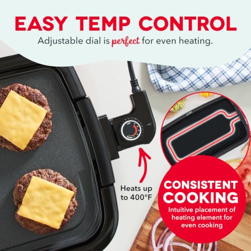 DASH Deluxe Electric Griddle Black - Removable Nonstick Plate, 20x10.5 Inch