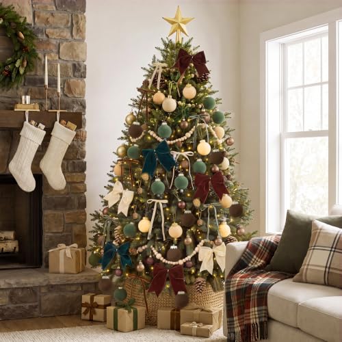 Soulchen Neutral Christmas Ornaments Set - 75 Pcs Rustic Holiday Decor