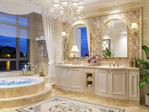 Brightify Gold Arched Wall Mirror 32x24 Inch Bathroom Vanity & Living Room Decor