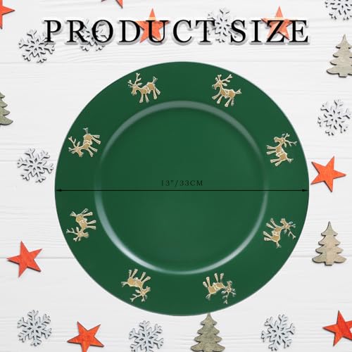 Omuriko 6-Pack Christmas Reindeer Green Plastic Charger Plates 13" XL6GR