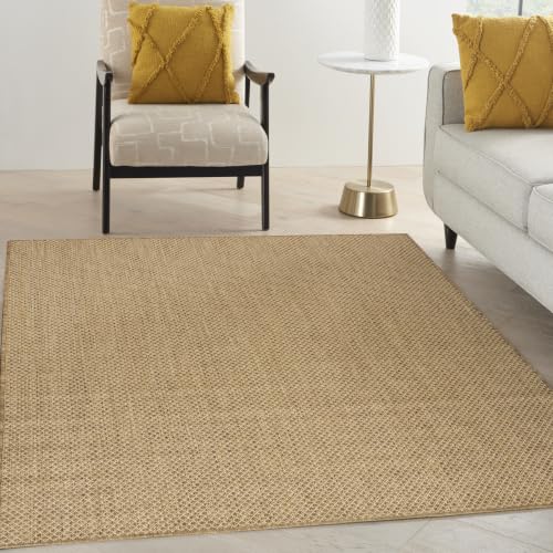 Indoor Outdoor Geometric Jute Area Rug 5ft x 7ft - Modern Flatweave