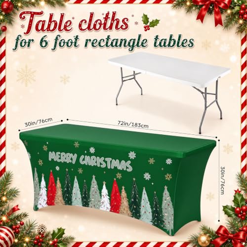 Gilprop Green Christmas Tree 6 ft Stretch Tablecloth with 4 Leg Pockets