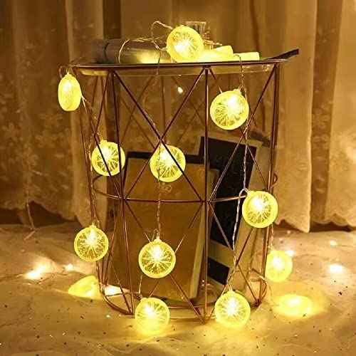 Lemon String Lights, Merdeco 10ft 20 LED Plug in Lemon String Lights Warm White Fairy Lights for Birthday Party Wedding Home Decoration