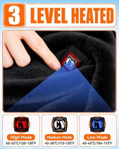 CYCYHEAT Black Large Heated Blanket Poncho Shawl 63x47in Cordless Battery-Powered