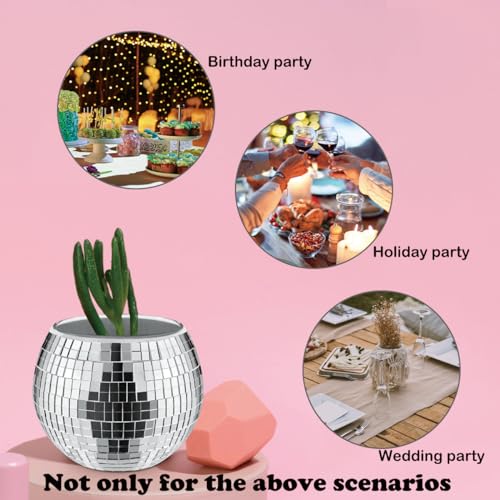 Silver Disco Ball Vase Set of 8 - 3x4 Inch Party & Wedding Decor