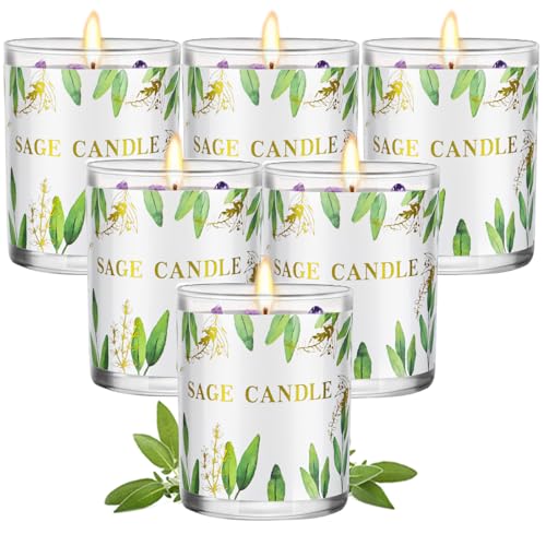 Candles, 6 Pack Sage Candle for Cleansing House Negative Energy