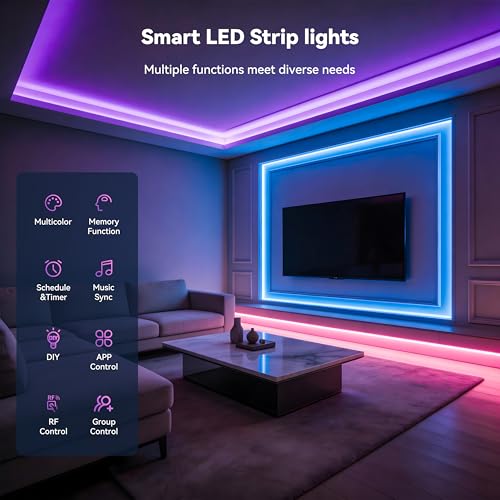 RGB LED Strip Light 32.8ft/10m with Bluetooth Control - Multicolor S-COB Flexible Tape for Bedroom & Kitchen