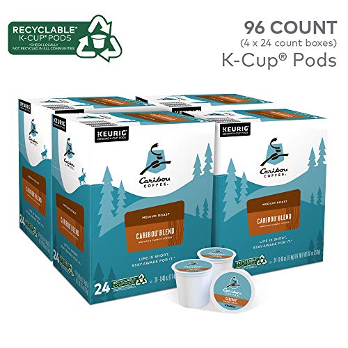 Caribou Blend Coffee Pods - Medium Roast, 24 Count Pack of 4 for Keurig