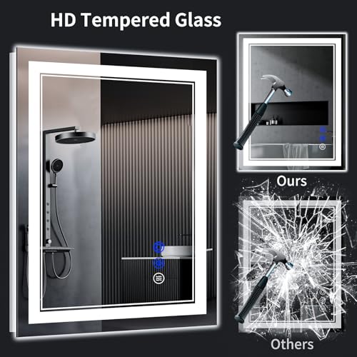 36x30 LED Bathroom Mirror with Lights, Anti-Fog & 3 Color Modes - InfiniGlass