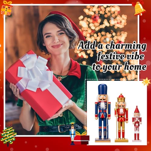 Vercraft 3-Pack Unfinished Nutcrackers – Paint-Your-Own Wooden Christmas Figurines (Drummer, King, Soldier) with Paint & Brushes – 7.08, 9.84, 11.81 in