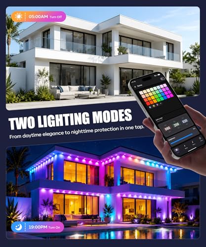 50FT RGBIC Outdoor Smart Christmas & Holiday String Lights - Waterproof, App & Voice Control