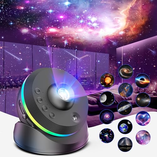 Black Meteor Galaxy Projector 13-in-1 Starry Sky Night Light with Solar System & Moon