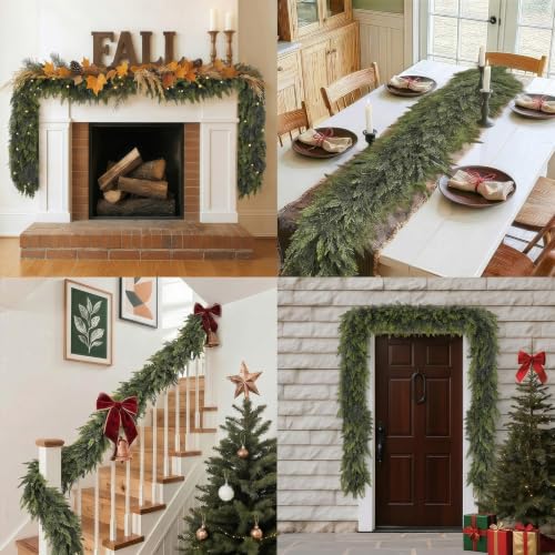 Green 9Ft Cedar Christmas Garland - 2 Pack Real Touch Holiday Decor